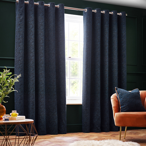 Galaxy Eyelet, Navy - Ready Made Curtains - Image 3
